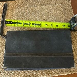 Gray suede clutch